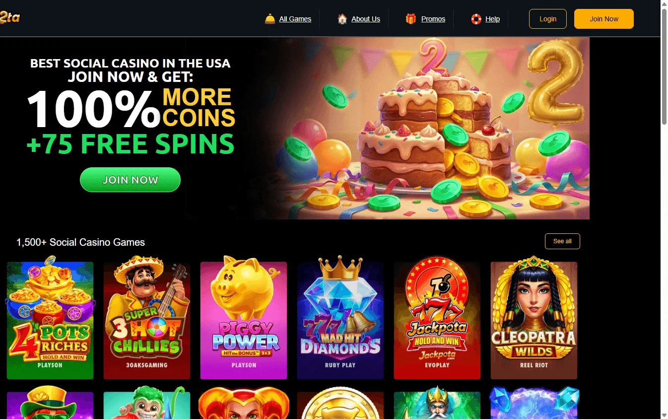 Slots Jackpot Casino home view on desktop