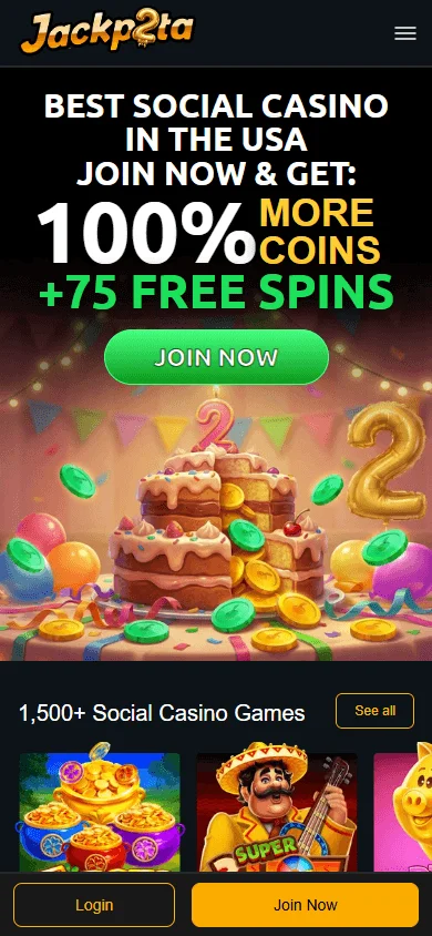 Slots Jackpot Casino home view on mobile